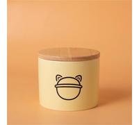 Ouyniei Pet Urn, Yellow Ceramic Ashes Container with Bamboo Lid, Small Medium Large Pet Memorial Box for Cats and Small Dogs(Black Planet,Small)