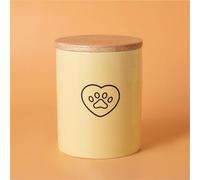 Ouyniei Pet Urn, Yellow Ceramic Ashes Container with Bamboo Lid, Small Medium Large Pet Memorial Box for Cats and Small Dogs(Black heart paw print,L)