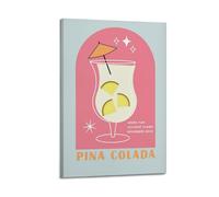 Ouyniei Pina Colada Tropical Cocktail Drink Bar Cart Print Poster - Classic Horror Moive Wall Art Canvas Print Decorative Painting For Bedroom Living Room08x12inch(20x30cm) Frame-style-2