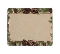 Ouyniei Pine Cone Border Printed Mousepad Non-Slip Desk Pad Mousepad with Stitched Edges