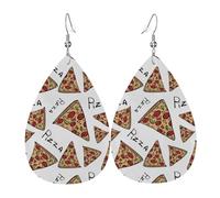 OUYNIEI Pizza Pattern printed Leather Earring decoration jewelry