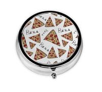 OUYNIEI Pizza Pattern Printed Round Pill Box Pill Storage Bag