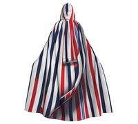 Ouyniei Red Blue White Gray Stripes Print Adult Unisex Robes Capes Hooded Cloak For Cosplay Halloween Carnival Costumes Party