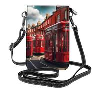 Ouyniei Red London Street Print Small Cellphone Crossbody Bags Phone Purse Change Wallet Multiple Pockets Handbag