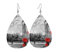 OUYNIEI Red London Street printed Leather Earring decoration jewelry