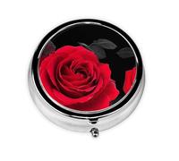 OUYNIEI Red Rose Floral Printed Round Pill Box Pill Storage Bag
