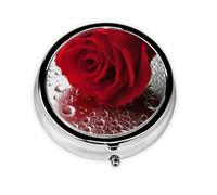 OUYNIEI Red Rose Flower Printed Round Pill Box Pill Storage Bag