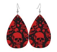 OUYNIEI Red Skulls printed Leather Earring decoration jewelry