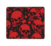 Ouyniei Red Skulls Printed Mousepad Non-Slip Desk Pad Mousepad with Stitched Edges