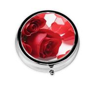OUYNIEI Rose and red Petal Printed Round Pill Box Pill Storage Bag