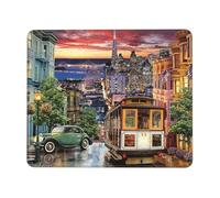 OUYNIEI san Francisco Printed Mousepad Non-Slip Desk Pad Mousepad with Stitched Edges