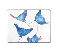 Ouyniei Sea Animals Stingrays Print Flannel Area Rug Plush Non-Slip Mat For Living Room, Bedroom, Office & Balcony Decor Carpet 100 X 150 Cm