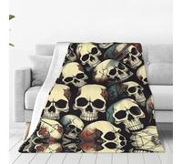Ouyniei Skull Skeleton Print Ultra-Soft Blanket Light Weight Warm Winter Bed Throw Blanket For Adults Or Kids