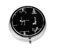 OUYNIEI Skull Yoga Printed Round Pill Box Pill Storage Bag