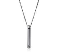 Ouyniei Stainless Steel Memorial Necklace, Cylinder Diamond Pendant for Ashes, Multi-Use Essential Oil Perfume Bottle, Pet & Loved Ones Keepsake Jewelry(Black)