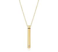 Ouyniei Stainless Steel Memorial Necklace, Cylinder Diamond Pendant for Ashes, Multi-Use Essential Oil Perfume Bottle, Pet & Loved Ones Keepsake Jewelry(Golden)