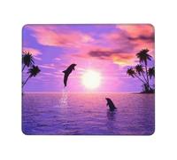 Ouyniei Sunset Dolphins Printed Mousepad Non-Slip Desk Pad Mousepad with Stitched Edges