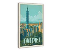 Ouyniei Taiwan Taipei Vintage Travel Poster Canvas Poster Wall Art Decor Print Picture Paintings for Living Room Bedroom Decoration 12x18inch(30x45cm)