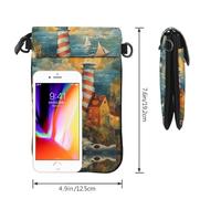 Ouyniei The Seaside Lighthouse Print Small Cellphone Crossbody Bags Phone Purse Change Wallet Multiple Pockets Handbag