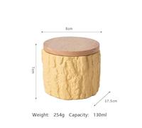 Ouyniei Tree Stump Pet Urn, Cement Memorial Container with Bamboo Lid, Multi-Color Sealed Ashes Storage for Cats and Dogs, Natural Style Design(Yellow)