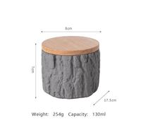 Ouyniei Tree Stump Pet Urn, Cement Memorial Container with Bamboo Lid, Multi-Color Sealed Ashes Storage for Cats and Dogs, Natural Style Design(Grey)
