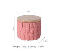 Ouyniei Tree Stump Pet Urn, Cement Memorial Container with Bamboo Lid, Multi-Color Sealed Ashes Storage for Cats and Dogs, Natural Style Design(Pink)
