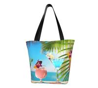 Ouyniei Tropical beach drink printed Shoulder bag large capacity handbag shopping bag