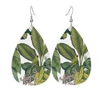 OUYNIEI Tropical Flower Leaf Parrot printed Leather Earring decoration jewelry