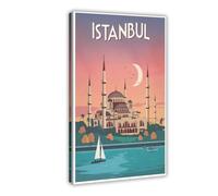 Ouyniei Vintage Travel Istanbul Ortakoy Mosque Poster Canvas Poster Bedroom Decor Landscape Office Room Decor Gift 20x30inch(50x75cm)