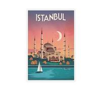 Ouyniei Vintage Travel Istanbul Ortakoy Mosque Poster Canvas Poster Wall Art Decor Print Picture Paintings for Living Room Bedroom Decoration 16x24inch(40x60cm)