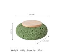 Ouyniei Volcanic Rock Pet Urn, Cement Memorial Container with Sealed Wood Lid, Mini Ashes Keepsake for Cats and Small Dogs(Green)