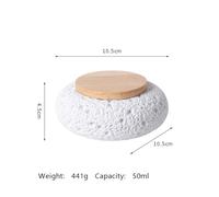 Ouyniei Volcanic Rock Pet Urn, Cement Memorial Container with Sealed Wood Lid, Mini Ashes Keepsake for Cats and Small Dogs(White)