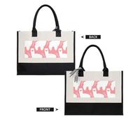 Ouyniei Women'S Reusable Canvas Tote Bag Alpaca Llama Printed Gift Shopping Bag For Work Trave Beach Holiday