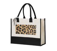 Ouyniei Women'S Reusable Canvas Tote Bag Rough Leopard Print Printed Gift Shopping Bag For Work Trave Beach Holiday