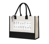 Ouyniei Women'S Reusable Canvas Tote Bag Sign Language Alphabet Printed Gift Shopping Bag For Work Trave Beach Holiday
