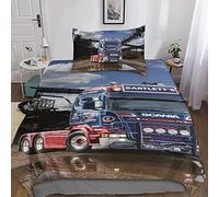 oUyOo Lorry 3D Printed Vehicle Duvet Cover Set, Soft Microfiber Bedding Sets 3Pcs With Zipper Closure Quilt Cover,with Pillowcase for Teens And Adults Single（135x200cm）