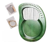 oUyOo Solid Wood 19 String Lyre Harp Mahogany, C Key, Bass E3 To Treble E6 Tuning Range, Carved Phonetic Symbols, Best Gift for Adult Children,Green