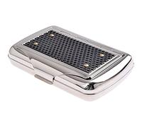 oUyOo Stainless Steel Cigarette Case, Portable Metal Tobacco Box with Button Closure, Holds 6 Cigarettes, Silver (10X7x2cm)
