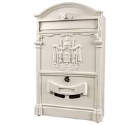 oUyOo Vintage Mailbox for outside Wall-Mount Mailboxes, Secure Post Mailbox Retro Style with Lock Letterbox Houses Mailboxes for outside Large Capacity Mount Mailbox,White