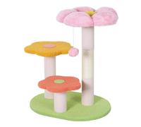 OUYUE Cat Tree Tower Flower Cat Tree Cute Cat Scratching Post For Indoor Cat Tower With 3 Plush Perches Hanging Ball Cat Climbing Frame(19.3 * 14.2 * 22.8in)