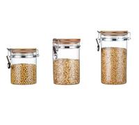 OUYUE Storage Jars With Lid 3Pcs Glass Storage Canister With Airtight Lid Decorative Container Jar Pantry Organization
