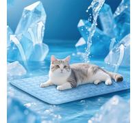 OUYULAI Cooling Mat for Dogs and Cats, Self-Cooling Dog Mat, Non-Toxic Cooling Pad for Pets, Washable Dog Cold Mat for Indoor, Outdoor and Car, Blue, 60 x 50 cm
