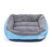 OUYUNKKA Dog Bed & Cat Cushion (L, 26.0 x 19.7 inch) Square Sky Blue Dog Sofa for Medium & Small Pets, Semi-Enclosed Fluffy Soft Easy Clean