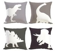 OUZ Dinosaur Throw Pillow Covers,Dinosaurs Silhouettes Pillow Covers,Wildlife Artwork Decor Pillowcase for Sofa Couch Bedroom Room Home Outdoor Decor, Set of 4