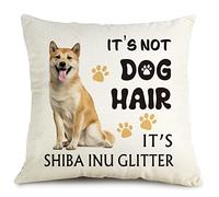 OUz It's Shiba Inu Glitter Throw Pillow Cover - It's NOT Dog Hair, Shiba Inu Dog Decor, Funny Pillow Case, Gift for Dog Lovers, Sofa Bed Living Room Home Decoration, Pillowcase 18x18 Inch 8D310