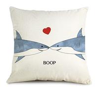 Sharks Ocean Animals Themed Throw Pillow Cover,Shark Boop Pillowcase,Funny Birthday Shark Pillowcase,Valentine's Day Gift,Shark, Decor for Home Bedroom Sofa Living Room,18x18Inch(8D328)