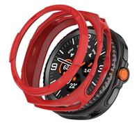 OUZAN Compatible with Samsung Galaxy Watch 8 Classic Protective Case with Bezel Ring Protector, Enclosure TPU Hard Case, Snug Fit Protective Skin, Scratch-Resistant, Easy Access to Charger(Red)