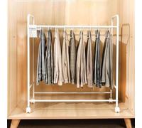 OUZBEM Modern Minimalist Clothes Rack - Free Standing Metal & Plastic Pants Rack with Wheels, 20 Detachable Hangers, 30kg Load Capacity, Metallic Finish