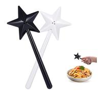 OUZHOU 2Pcs Salt and Pepper Sets, Wand Salt and Pepper Shakers, Cute Stars Stick Spice Dispenser with 3 Holes Magic Fairy Wand Condiment Set for Kitchen BBQ Dining Table Decoration Party Gifts