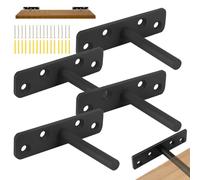 OUZHOU 4 Pcs Floating Shelf Bracket, Hidden Shelf Brackets 3 Inch Solid Steel Shelf Support, Heavy Duty Shelf Brackets T Shape Concealed Steel Bracket for Shelves Wall Mounted Cabinet Furniture